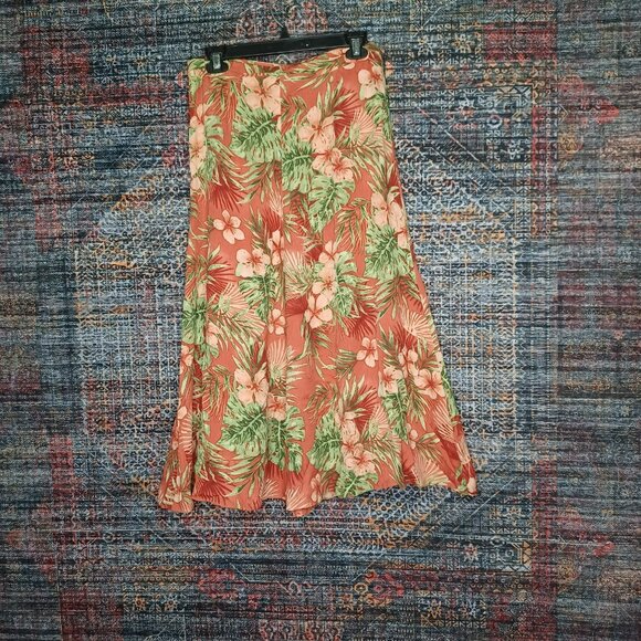 Tommy Bahama womens colorful floral Hawaiian 100% Silk maxi skirt 4 EUC - Picture 2 of 8